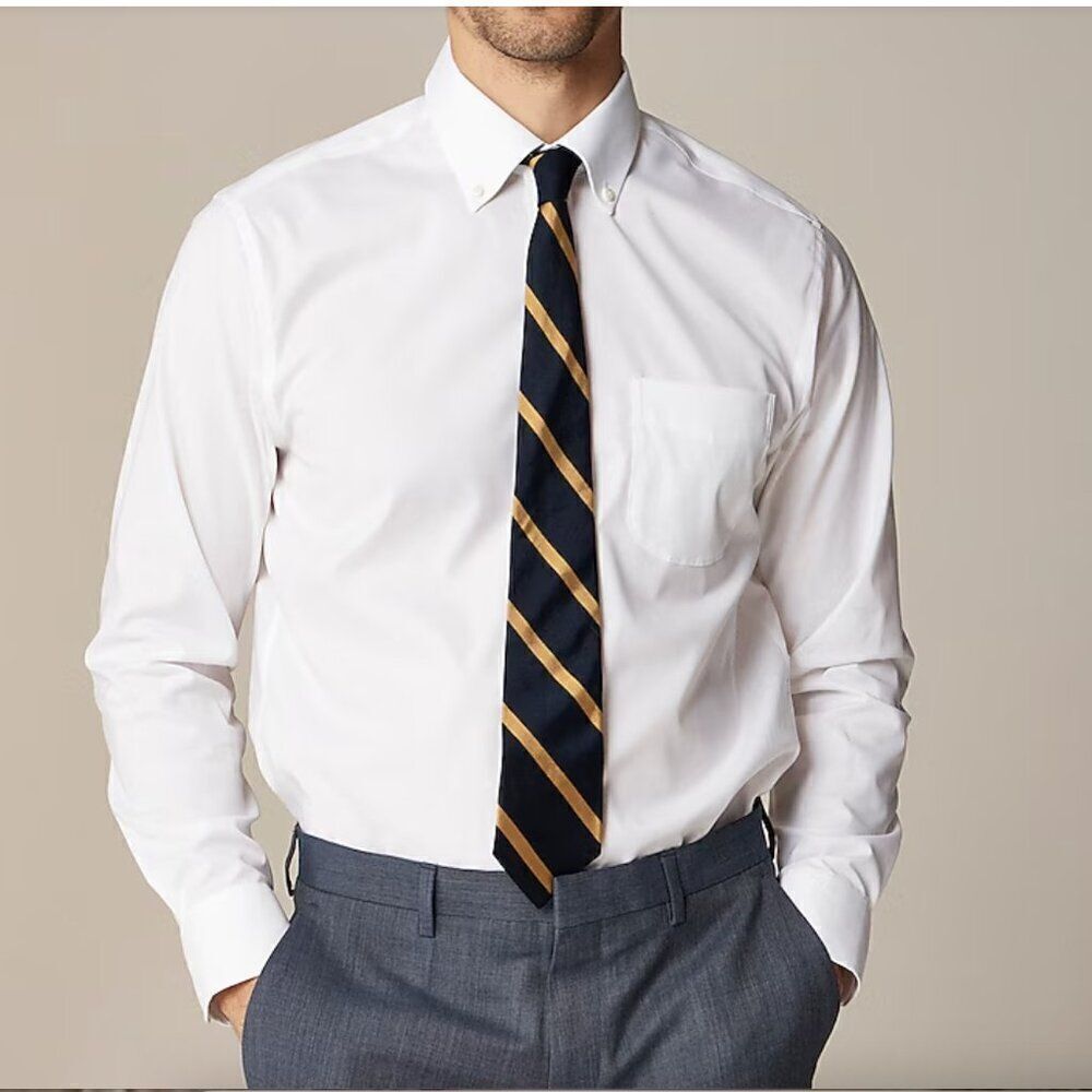 j. crew bg664 White Slim Bowery wrinkle-free dress shirt buttondown collar Small